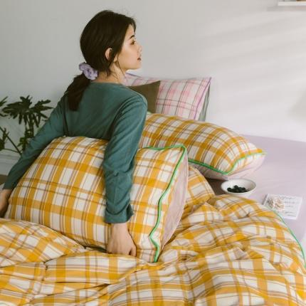 91家纺网 家纺一手货源 找家纺 （总）棉眠2020夏季新款32支色织水洗棉四件套