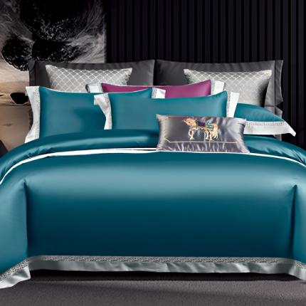 91家纺网 家纺一手货源 找家纺 娇逸 2020新款100支全棉镂空款四件套 圣地亚-翡翠兰