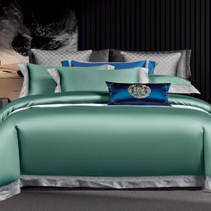 91家纺网 家纺一手货源 找家纺 娇逸 2020新款100支全棉镂空款四件套 圣地亚-芥末绿