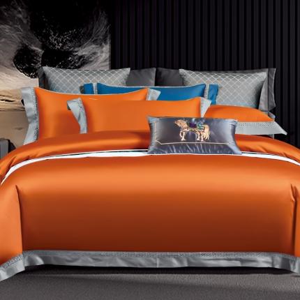 91家纺网 家纺一手货源 找家纺 娇逸 2020新款100支全棉镂空款四件套 圣地亚-靓橙黄