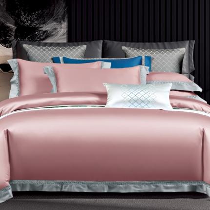 91家纺网 家纺一手货源 找家纺 娇逸 2020新款100支全棉镂空款四件套 圣地亚-裸粉