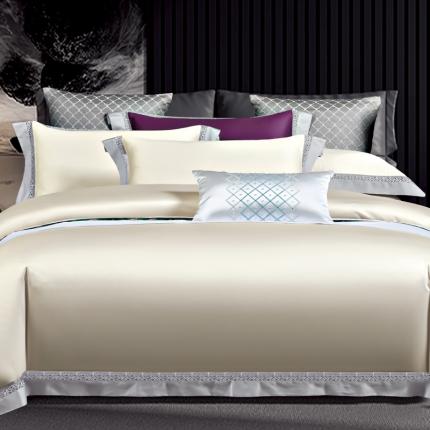 91家纺网 家纺一手货源 找家纺 娇逸 2020新款100支全棉镂空款四件套 圣地亚-奶白