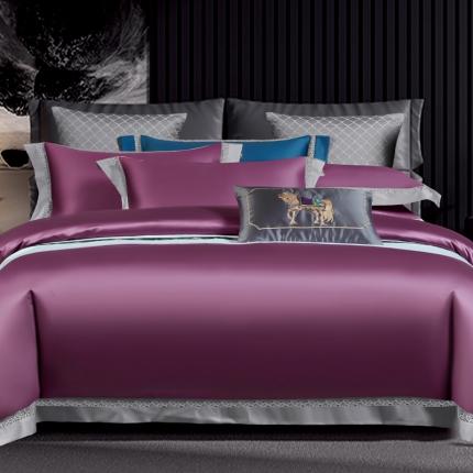 91家纺网 家纺一手货源 找家纺 娇逸2020新款100支全棉镂空款四件套姜黄圣地亚-优雅紫