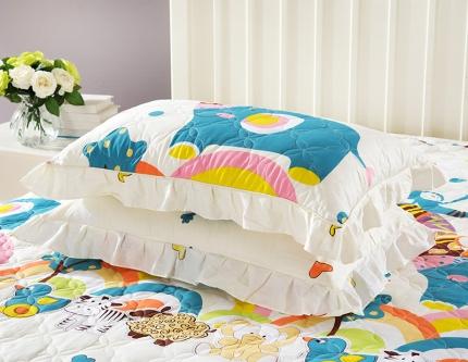 91家纺网 家纺一手货源 找家纺 （总）爱妮玖玖 2019全棉印花夹棉花边枕套卡通款