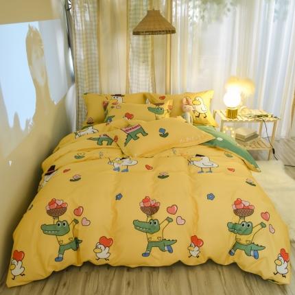 91家纺网 家纺一手货源 找家纺 （总）雲归梦 2020新款小清新全棉生态磨毛四件套