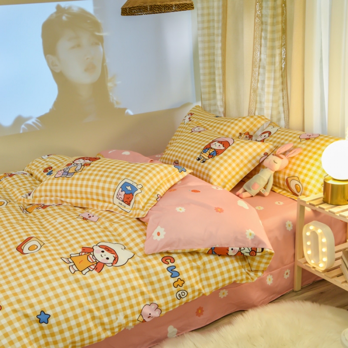 91家纺网 家纺一手货源 找家纺 （总）雲归梦 2020新款小清新全棉生态磨毛四件套