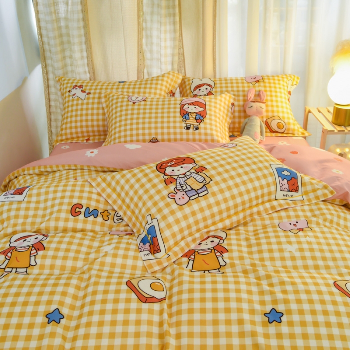 91家纺网 家纺一手货源 找家纺 （总）雲归梦 2020新款小清新全棉生态磨毛四件套