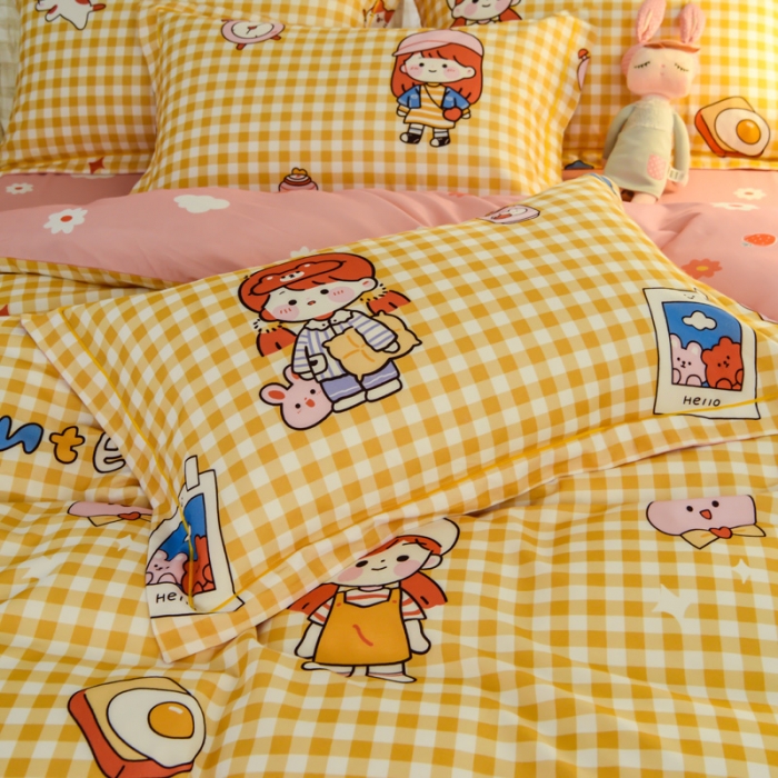 91家纺网 家纺一手货源 找家纺 （总）雲归梦 2020新款小清新全棉生态磨毛四件套