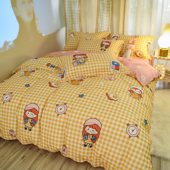 91家纺网 家纺一手货源 找家纺 雲归梦 2020新款小清新全棉生态磨毛四件套 阿宅