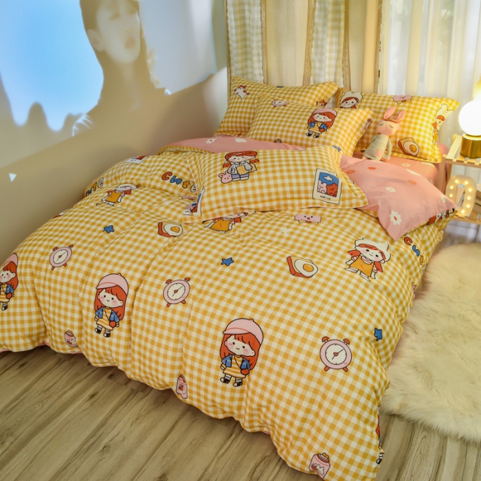 91家纺网 家纺一手货源 找家纺 雲归梦 2020新款小清新全棉生态磨毛四件套 阿宅