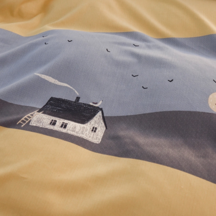 91家纺网 家纺一手货源 找家纺 雲归梦 2020新款小清新全棉生态磨毛四件套 炊烟袅袅-黄