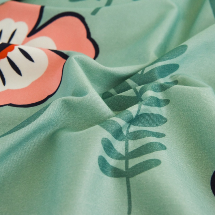91家纺网 家纺一手货源 找家纺 雲归梦 2020新款小清新全棉生态磨毛四件套 梵高之花-绿