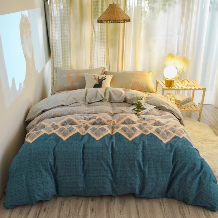 91家纺网 家纺一手货源 找家纺 雲归梦 2020新款小清新全棉生态磨毛四件套 记忆