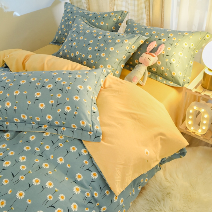 91家纺网 家纺一手货源 找家纺 雲归梦 2020新款小清新全棉生态磨毛四件套 铃岚