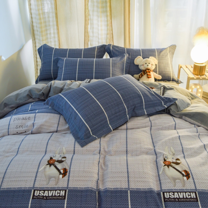 91家纺网 家纺一手货源 找家纺 雲归梦 2020新款小清新全棉生态磨毛四件套 美好生活