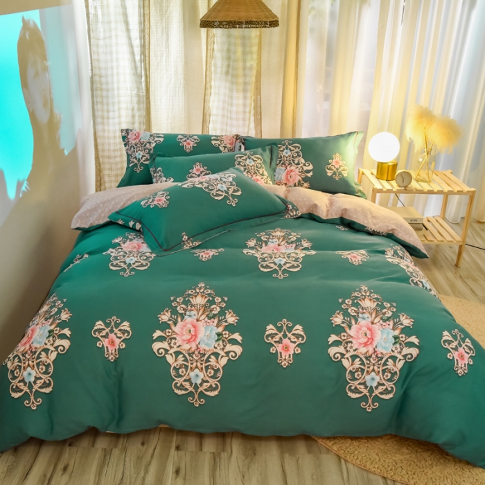 91家纺网 家纺一手货源 找家纺 雲归梦 2020新款小清新全棉生态磨毛四件套 欧式之风