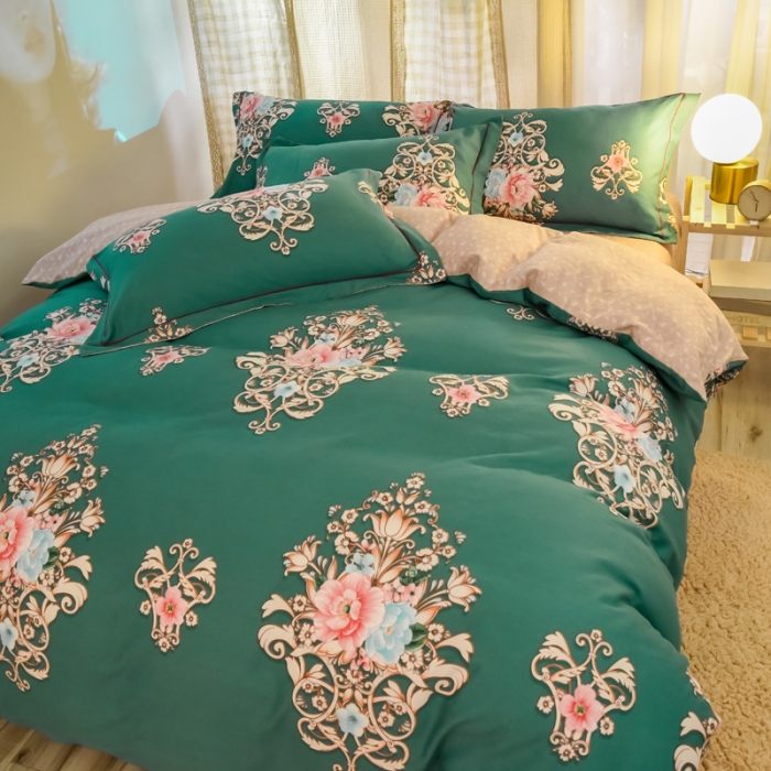 91家纺网 家纺一手货源 找家纺 雲归梦 2020新款小清新全棉生态磨毛四件套 欧式之风