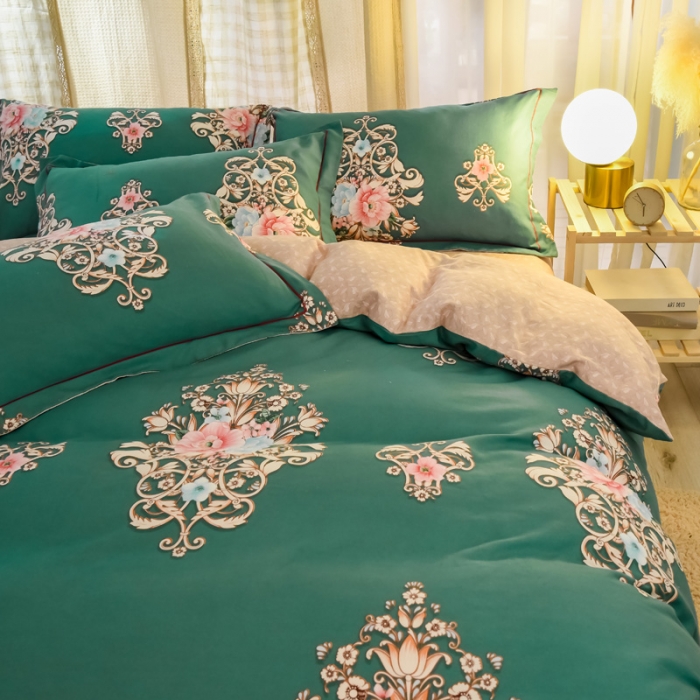 91家纺网 家纺一手货源 找家纺 雲归梦 2020新款小清新全棉生态磨毛四件套 欧式之风