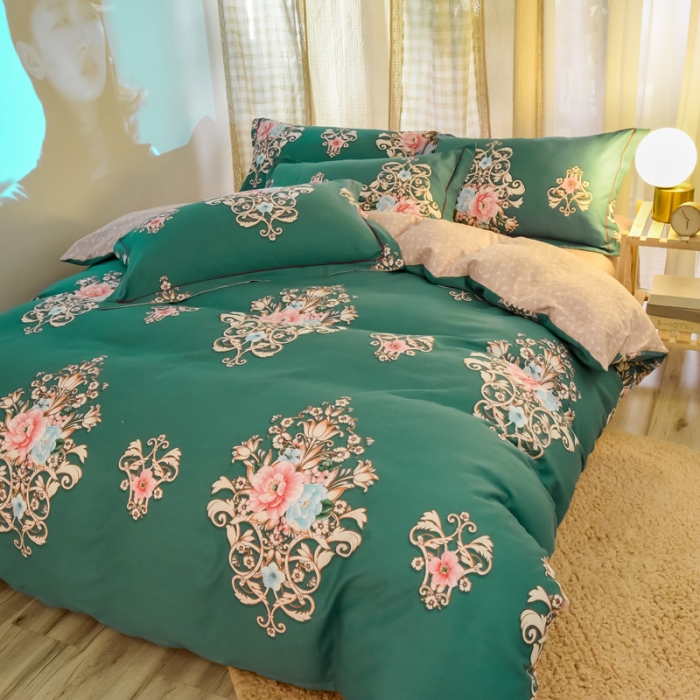 91家纺网 家纺一手货源 找家纺 雲归梦 2020新款小清新全棉生态磨毛四件套 欧式之风