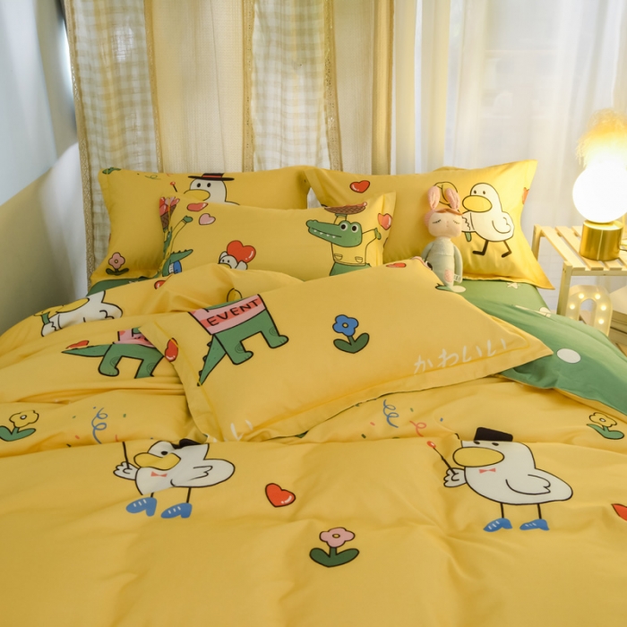 91家纺网 家纺一手货源 找家纺 雲归梦 2020新款小清新全棉生态磨毛四件套 青春无敌