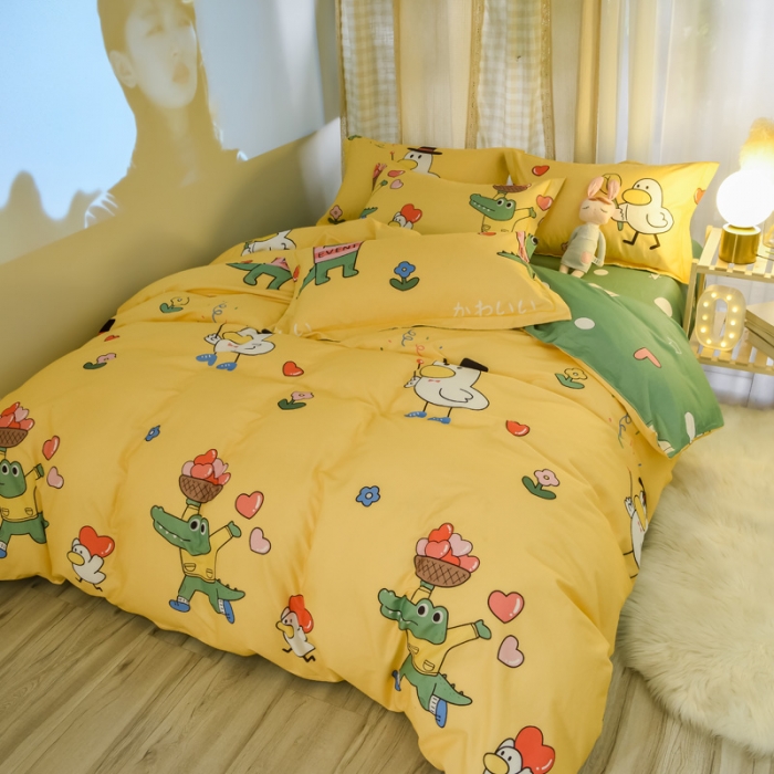 91家纺网 家纺一手货源 找家纺 雲归梦 2020新款小清新全棉生态磨毛四件套 青春无敌