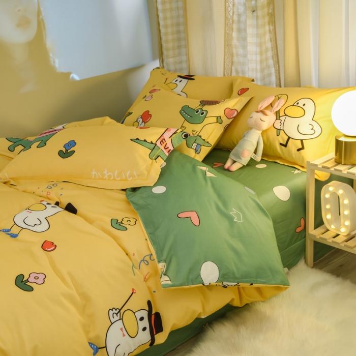 91家纺网 家纺一手货源 找家纺 雲归梦 2020新款小清新全棉生态磨毛四件套 青春无敌