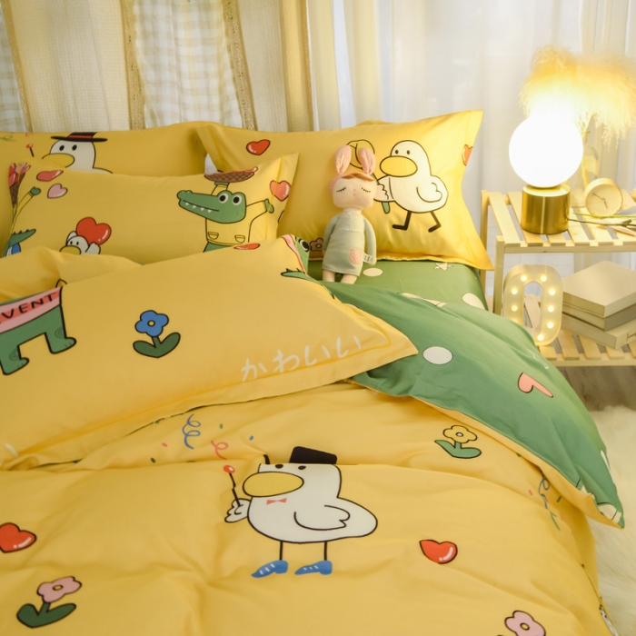 91家纺网 家纺一手货源 找家纺 雲归梦 2020新款小清新全棉生态磨毛四件套 青春无敌