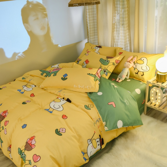 91家纺网 家纺一手货源 找家纺 雲归梦 2020新款小清新全棉生态磨毛四件套 青春无敌