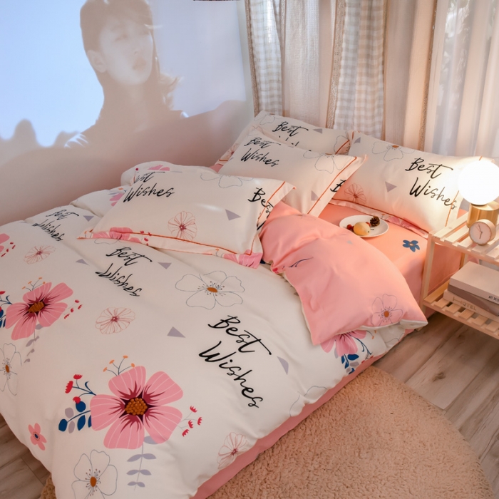 91家纺网 家纺一手货源 找家纺 雲归梦 2020新款小清新全棉生态磨毛四件套 三生三世