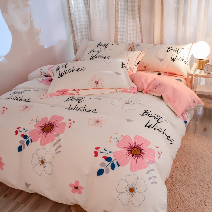 91家纺网 家纺一手货源 找家纺 雲归梦 2020新款小清新全棉生态磨毛四件套 三生三世