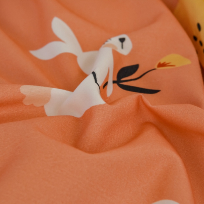 91家纺网 家纺一手货源 找家纺 雲归梦 2020新款小清新全棉生态磨毛四件套 田园兔-桔