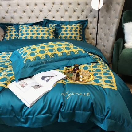 91家纺网 家纺一手货源 找家纺 黑白森林 100支全棉数码印加绣四件套纯棉床上用品