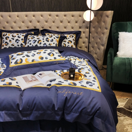 91家纺网 家纺一手货源 找家纺 黑白森林 100支全棉数码印加绣四件套纯棉床上用品