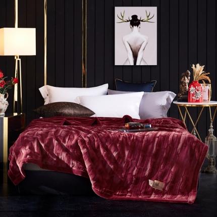 91家纺网 家纺一手货源 找家纺 凯轩毛毛毯毯子 2020新款精品仿毛皮盖毛毯毯子 酒红色