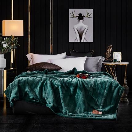 91家纺网 家纺一手货源 找家纺 凯轩毛毛毯毯子 2020新款精品仿毛皮盖毛毯毯子 孔雀绿