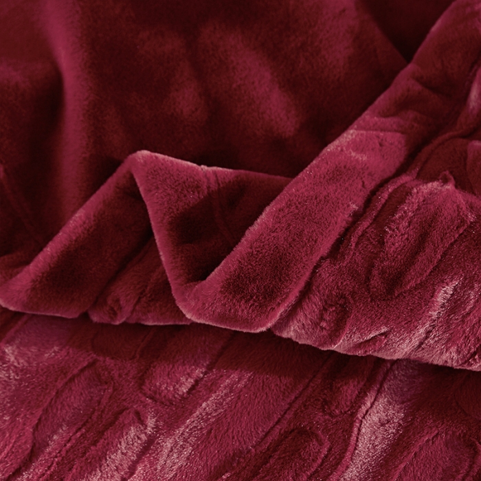 91家纺网 家纺一手货源 找家纺 凯轩毛毛毯毯子 2020新款精品仿毛皮盖毛毯毯子 酒红色