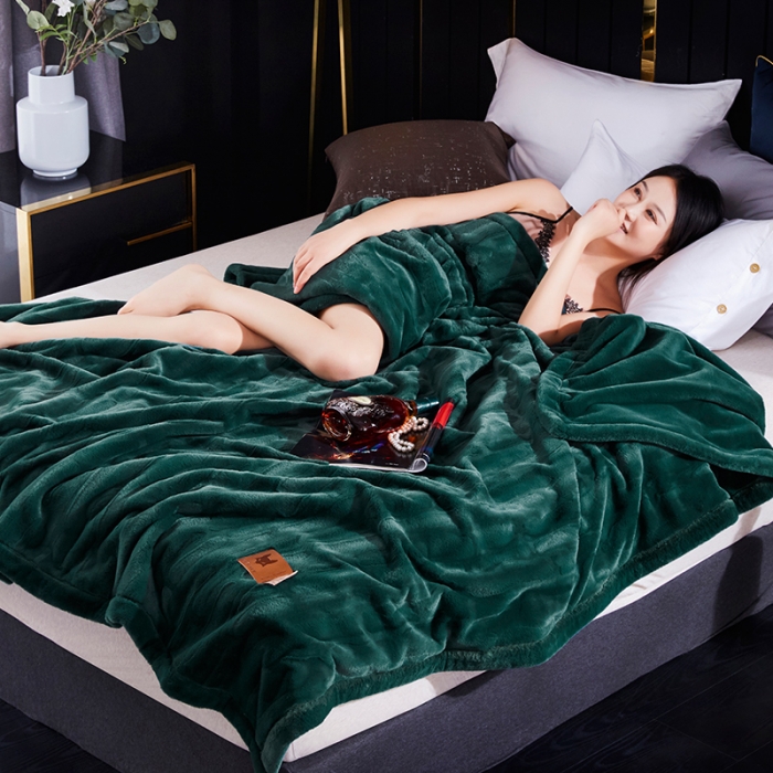 91家纺网 家纺一手货源 找家纺 凯轩毛毛毯毯子 2020新款精品仿毛皮盖毛毯毯子 孔雀绿