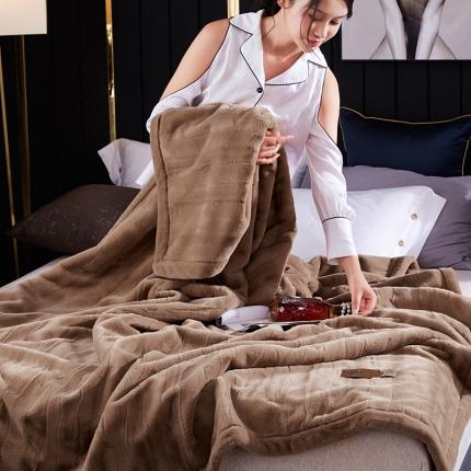 凯轩毛毛毯毯子 2020新款精品仿毛皮盖毛毯毯子 浅咖色