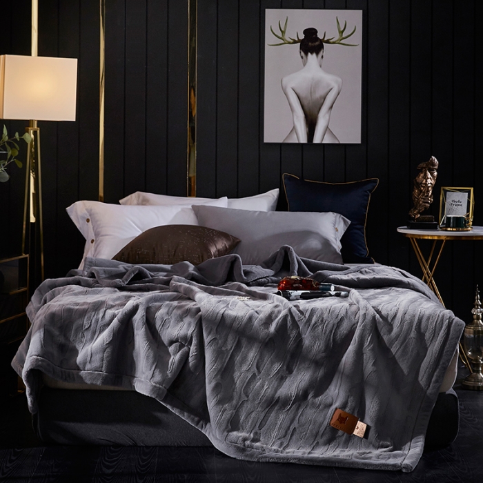 91家纺网 家纺一手货源 找家纺 凯轩毛毛毯毯子 2020新款精品仿毛皮盖毛毯毯子 深灰色