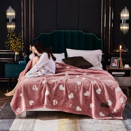 凯轩毛毛毯毯子 2020新款仿皮草时尚印花毛毯毯子 爱心