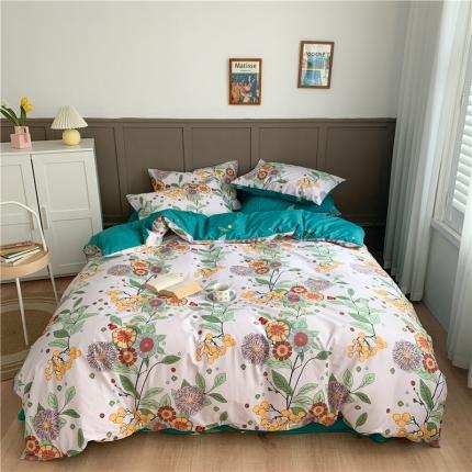 时年 2020新款40支全棉莫兰迪系列四件套 城南花开