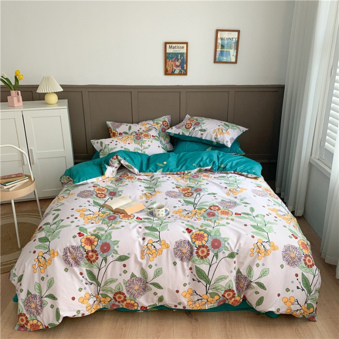 91家纺网 家纺一手货源 找家纺 时年 2020新款40支全棉莫兰迪系列四件套 城南花开