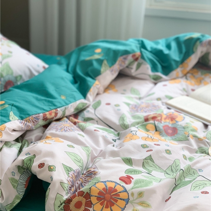 91家纺网 家纺一手货源 找家纺 时年 2020新款40支全棉莫兰迪系列四件套 城南花开