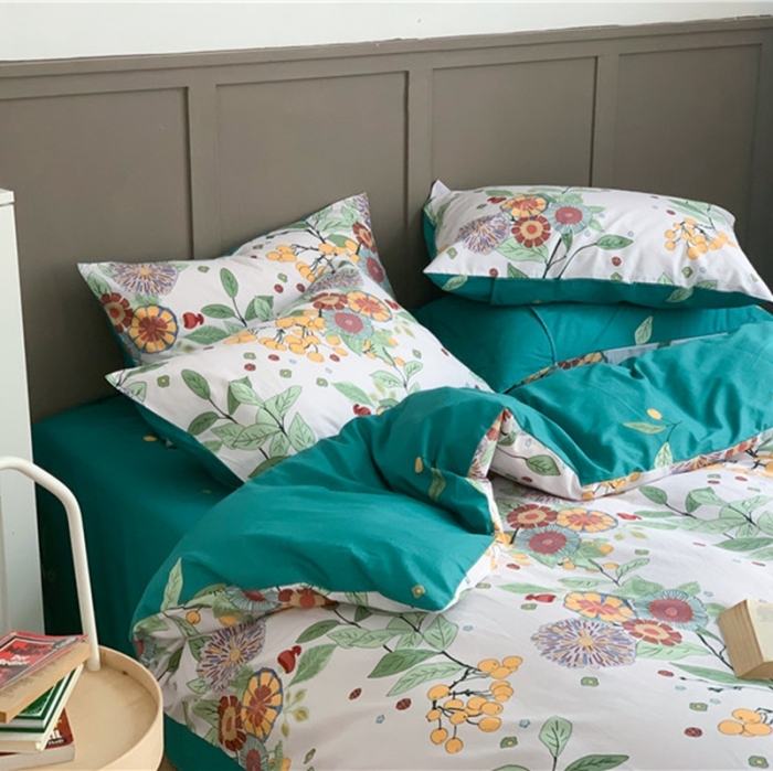 91家纺网 家纺一手货源 找家纺 时年 2020新款40支全棉莫兰迪系列四件套 城南花开