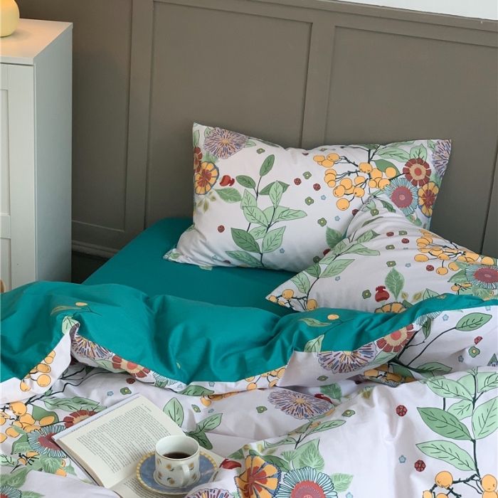 91家纺网 家纺一手货源 找家纺 时年 2020新款40支全棉莫兰迪系列四件套 城南花开