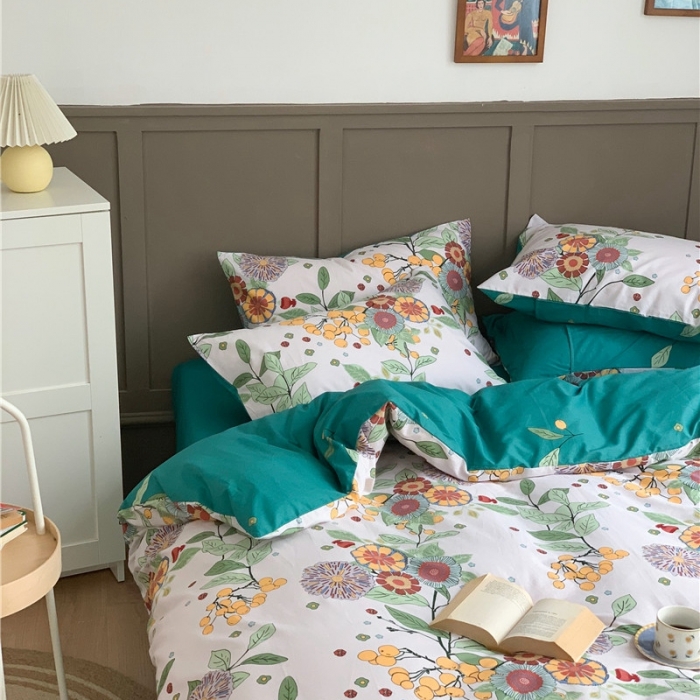 91家纺网 家纺一手货源 找家纺 时年 2020新款40支全棉莫兰迪系列四件套 城南花开