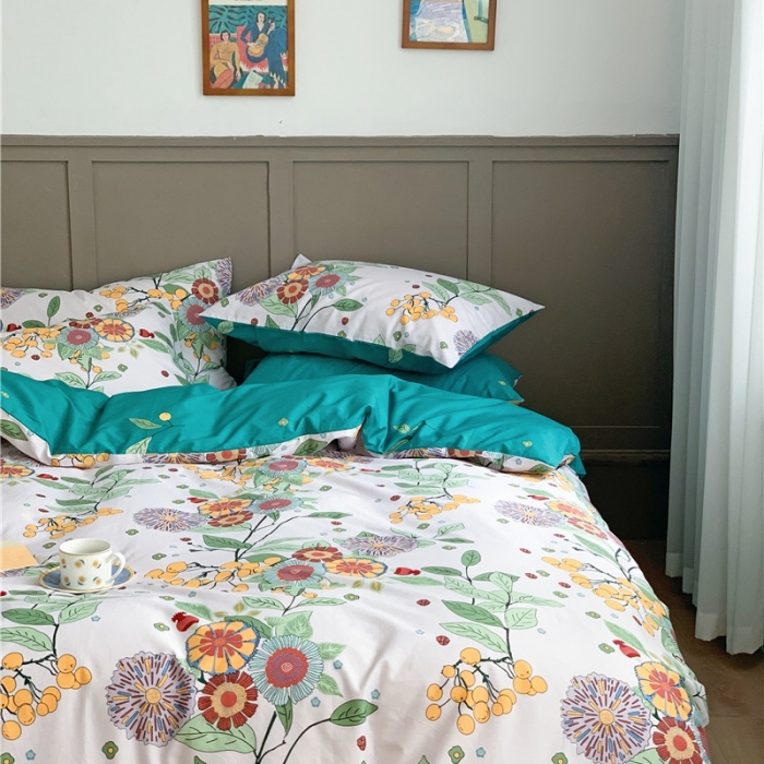 91家纺网 家纺一手货源 找家纺 时年 2020新款40支全棉莫兰迪系列四件套 城南花开