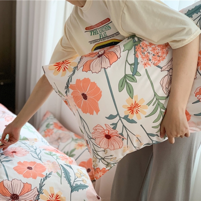 91家纺网 家纺一手货源 找家纺 时年 2020新款40支全棉莫兰迪系列四件套 花房