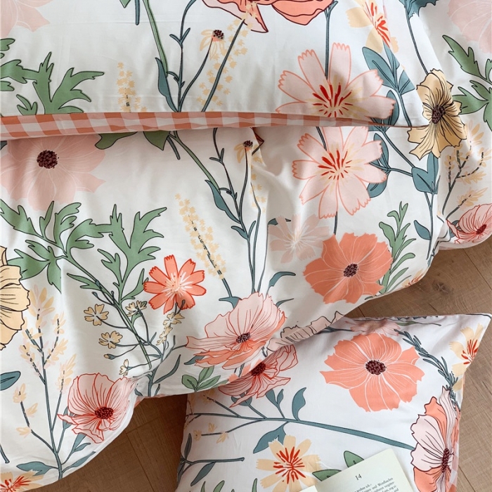 91家纺网 家纺一手货源 找家纺 时年 2020新款40支全棉莫兰迪系列四件套 花房