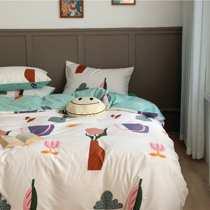 91家纺网 家纺一手货源 找家纺 时年 2020新款40支全棉莫兰迪系列四件套 花开半夏